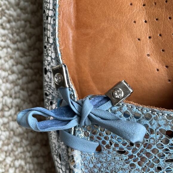 PHANY Metallic Blue Silver Leather Flats Shoes Loafers Womens EU 37 / US 6.5 - Picture 7 of 13